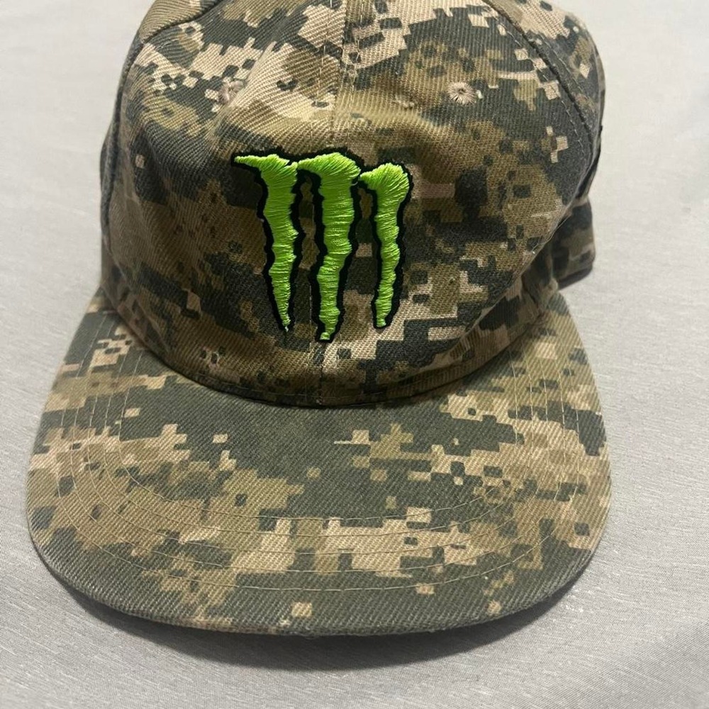 Monster Energy Digital Camo Embroidered Snapback Hat Mens Racing Streetwear Cap